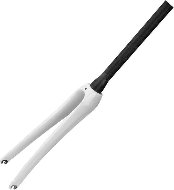Bike Front Forks 700C Road Bikes Rigid Fork 1-1/2" Tapered Tube Threadless Hard Fork Full Carbon Fiber Rigid Fork C Brake 9 * 100mm Quick Release(White)