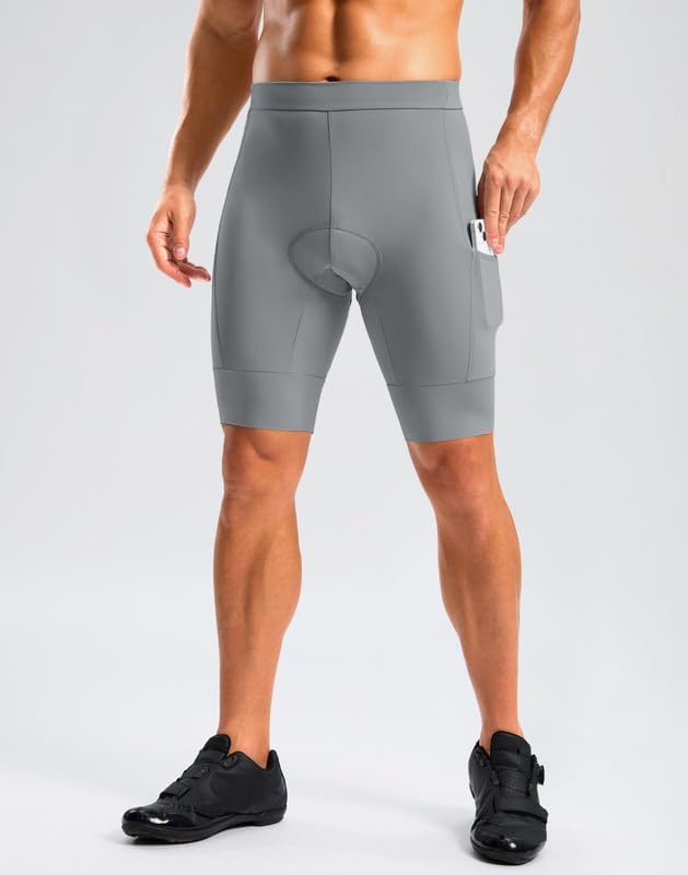 Bikewa Men's Bike Shorts 4D Padded Cycling Shorts for Men Road Riding Biking Bicycle Zipper Pockets
