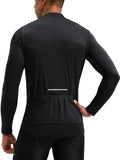Bikewa Men's Cycling Jersey with 3+1 Rear Zipper Pockets Long Sleeve Moisture Wicking UPF 50+ Half Zip Riding Bike Shirts
