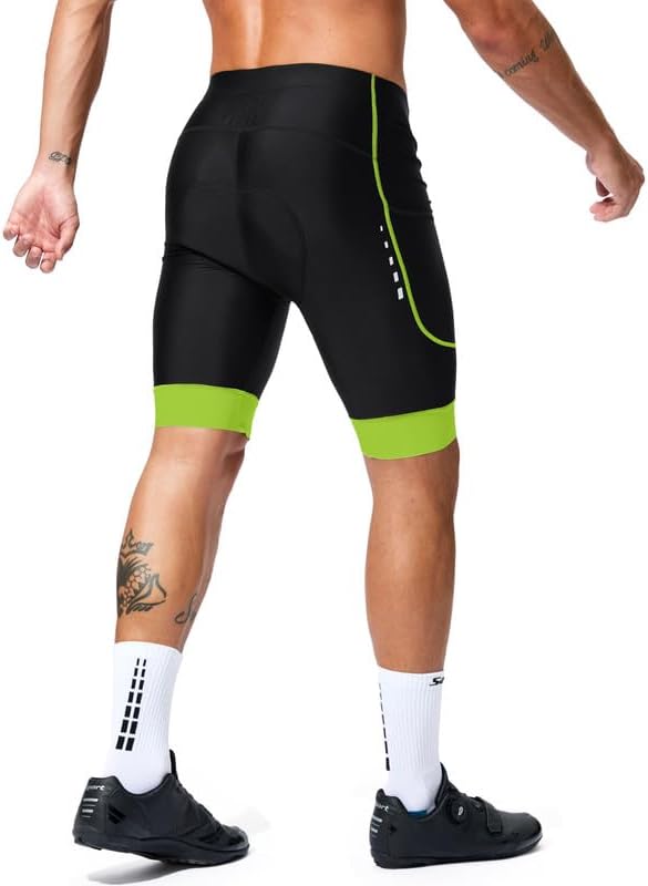 Bikewa Padded Bike Shorts for Men 4D Cycling Road Riding Biking Padding Bicycle Shorts with Phone Pockets