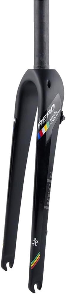 Gravel Bike Fork 700C Carbon Fiber Rigid Fork 1-1/8 Straight/Tapered Tube Disc Brake Road Bike Fork Lightweight 9mm QR Hard Forks(Black,Straight)