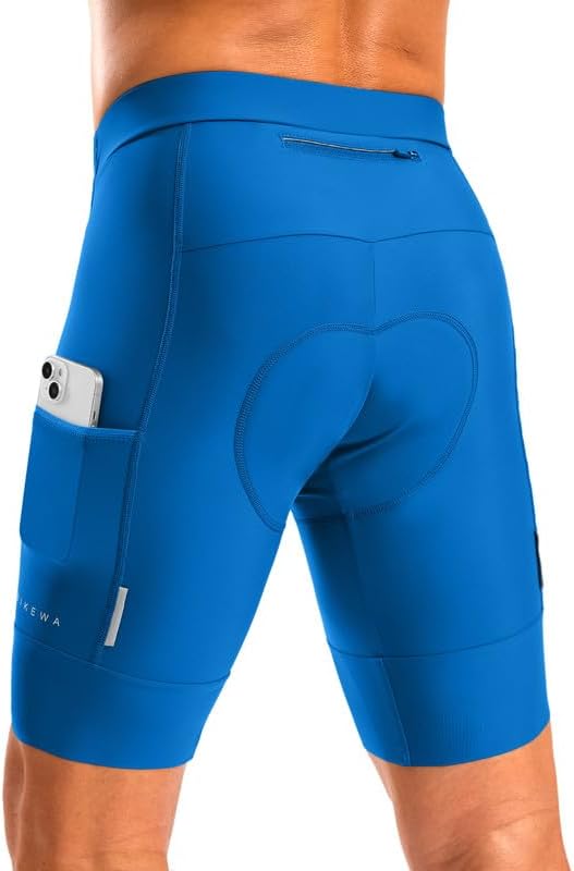 Bikewa Men's Bike Shorts 4D Padded Cycling Shorts for Men Road Riding Biking Bicycle Zipper Pockets