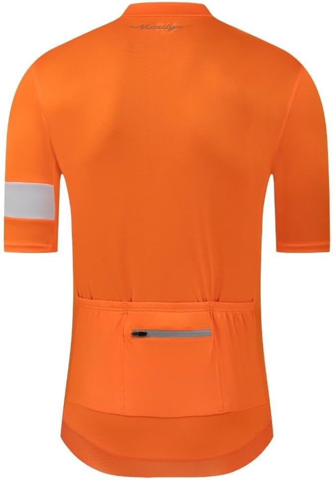 MOXILYN Men's Cycling Jerseys Road Bike Shirts Short Sleeve Full Zipper with 4 Pockets Reflective Widen Anti Slip Hem