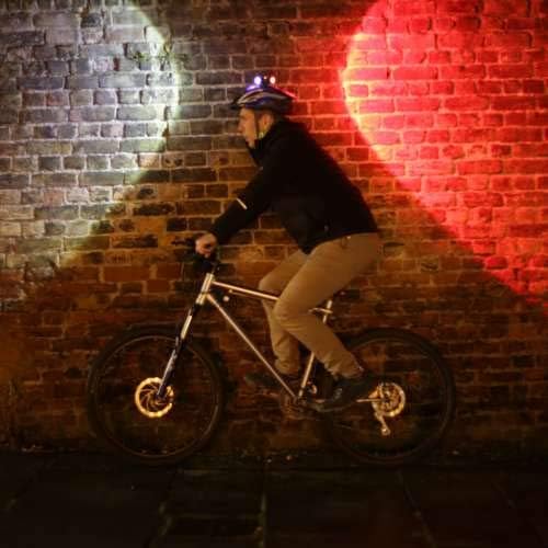 Brightside Bike Helmet Light. 360 Degree 3 in 1 Bright Safety Light for All Cyclists. Dual Front & Rear. 43 Hour Runtime. Easy Fitting to Most Helmets. 7 Modes, Waterproof & Rechargeable