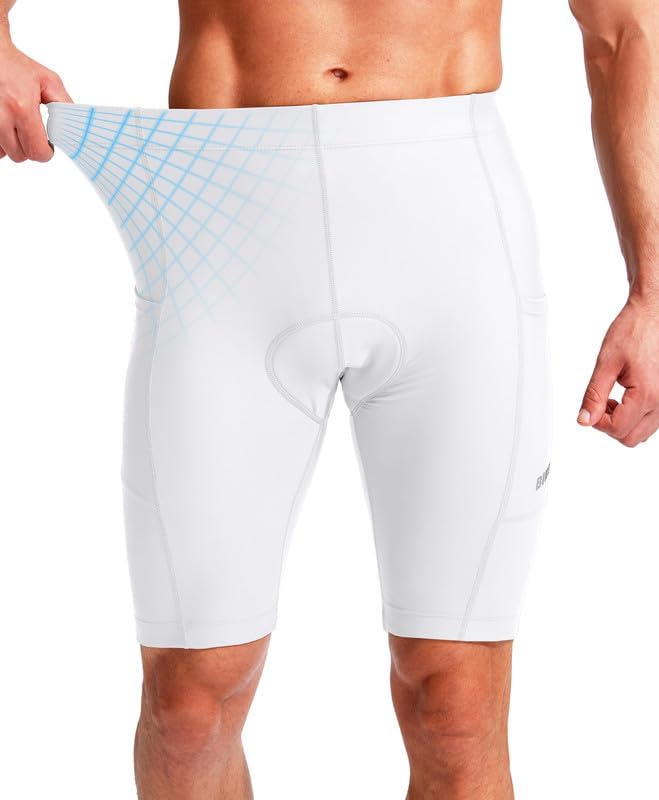 Bikewa Men's Bike Shorts 3D Padded Cycling Road Biking Mountain Riding Biker Bicycle UPF 50+ Cycle Shorts Zipper Pockets