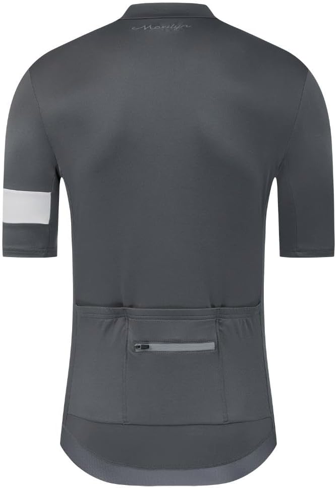 MOXILYN Men's Cycling Jerseys Road Bike Shirts Short Sleeve Full Zipper with 4 Pockets Reflective Widen Anti Slip Hem