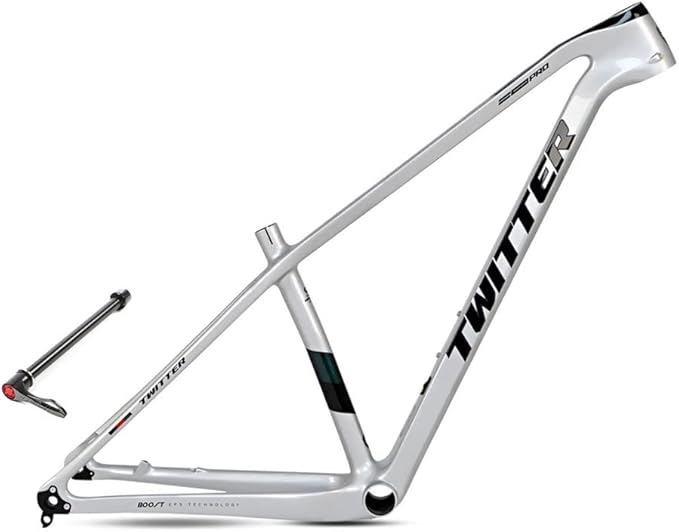 Carbon Hardtail Mountain Bike Frame 27.5er 29er Disc Brake Bike Frame 15''/17''/19'' XC Internal Routing Frame Thru Axle 12 * 148mm Boost(Silver,17'')