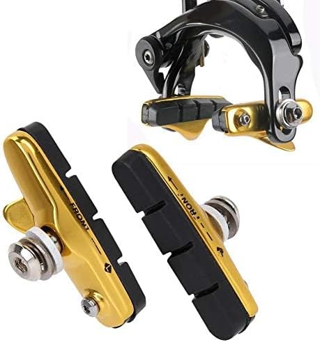 VGEBY1 Bike Brake Pads, 3 Colors Quiet Braking Aluminum Rubber Compound Light-Weight Road Bike Brake Shoes Pads Cycling Accessory