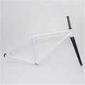 700C Road Bike Frameset 44 47 50 53 56cm Aluminum Alloy Disc Brake Frame 100/135mm QR BSA BB68mm Carbon Fibre Rigid Fork Internal Routing(White 2,53cm)
