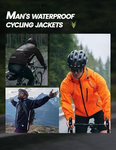 Nepest Cycling Rain Jacket Mens Waterproof Lightweight Packable Biking Windbreaker with Hood Raincoat for Running Hiking
