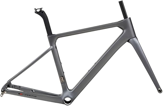 700C Road Bike Frameset 45 48 50 52 54CM Climbing Bike Frame Disc Brake Carbon Fiber Bike Frames Thru Axle F12×100mm R12×142mm(Dark Gray,48CM)