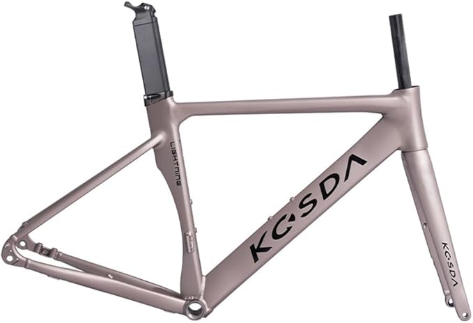 700C Road Bike Frameset 45CM 48CM 51CM Aluminum Alloy Disc Brake Frame Wind Breaker Frame Carbon Fiber Fork BSA BB68 Thru Axle 12 * 100mm 12 * 142mm(Gray,48cm)