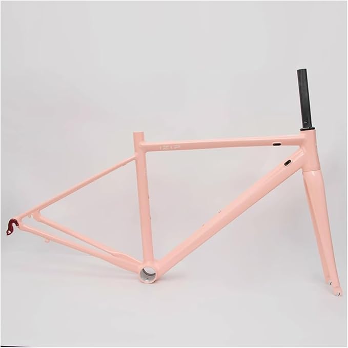 43CM 45CM 47CM 50CM 53CM Road Bike Frameset 700C Aluminum Alloy Quick Release Frame 100/130mm C Brake BSA BB68 Climbing Bike Frame with Carbon Fiber Fork(Pink,43cm)