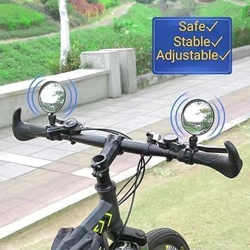 2Pcs Black Adjustable Rear View Mirror for Bikes, Universal Rearview Mirror for Handlebars, Wide Angle Acrylic Convex Safety for Adult Bikes/Kids/Road/Mountain Bike, Cycling Accessories