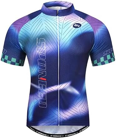 sponeed Men's Cycling Jerseys Tops Biking Shirts Short Sleeve Bike Clothing Full Zipper Bicycle Jacket with Pockets