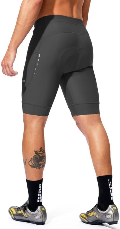 Bikewa Padded Bike Shorts for Men 4D Cycling Road Riding Biking Padding Bicycle Shorts with Phone Pockets