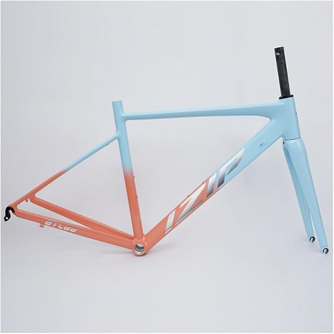 44CM 47CM 50CM 52CM Road Bike Frameset 700C Aluminum Alloy Quick Release Frame 100/130mm C Brake BSA BB68 Carbon Fiber Tapered Fork(Blue Pink,47cm)