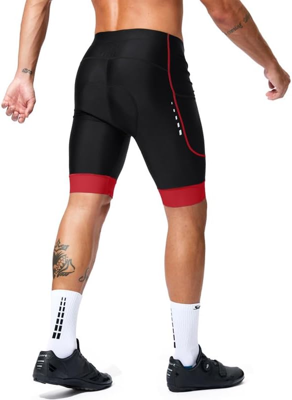 Bikewa Padded Bike Shorts for Men 4D Cycling Road Riding Biking Padding Bicycle Shorts with Phone Pockets