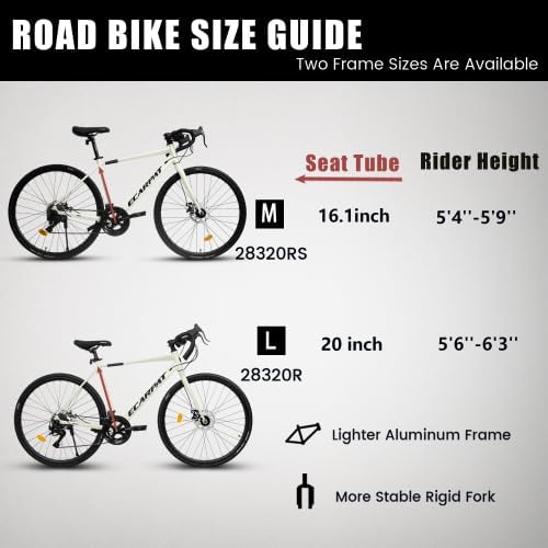 A28320R 700Cx28 Road Bike, 16-Speed Outdoor Bike Disc Brakes, Light Weight Aluminum Frame,Racing Bike City Commuting Road Bicycle for Men Women Ideal for High-Intensity Riding