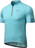 Santic Men's Cycling Jersey Short Sleeve Tops Pro Road Bike Shirt Full Zipper UPF 50+ MTB Jersey with Pockets