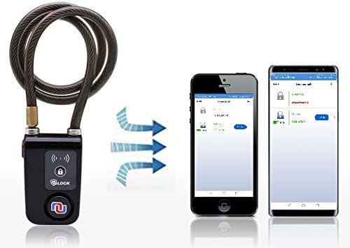 NUNET Bluetooth Bike Lock, NULOCK Anti-Theft Waterproof 71in Steel Cable, Keyless APP Controlled, 110db Alarm, for Bicycle, Scooter, Motorcycle, Gray