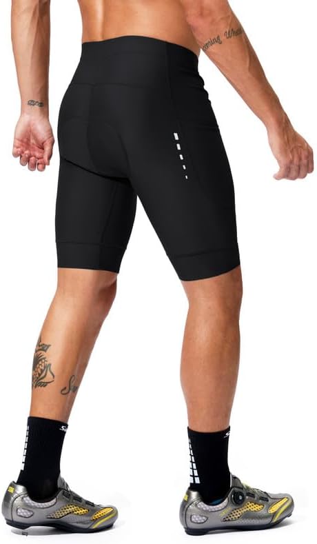 Bikewa Padded Bike Shorts for Men 4D Cycling Road Riding Biking Padding Bicycle Shorts with Phone Pockets