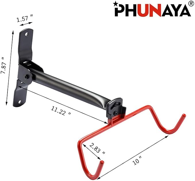 Wall Mount Bike Rack,Bike Hanger Horizontal,Bicycle Holder Heavy Duty,Garage Bike Storage,Garage Organization Bicycle Hook with Rubber,Foldable and Adjustable Angle(2 pack)