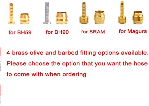 Replacement Bike Hydraulic Disc Brake Hose with Brass Olive and Barbed Fitting Kit Compatible with Shimano BH59, BH90, AVID SRAM and Magura, 2.5m Length, Multiple Fitting options (for Magura)