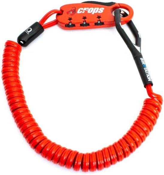 CROPS Q-BIRO Compact Bike Lock Cable, 6 ft, Red Anti-Theft 3-Digit Resettable Combination Lock with a Shape-Memory Coiled Cable and BIROTATION Technology