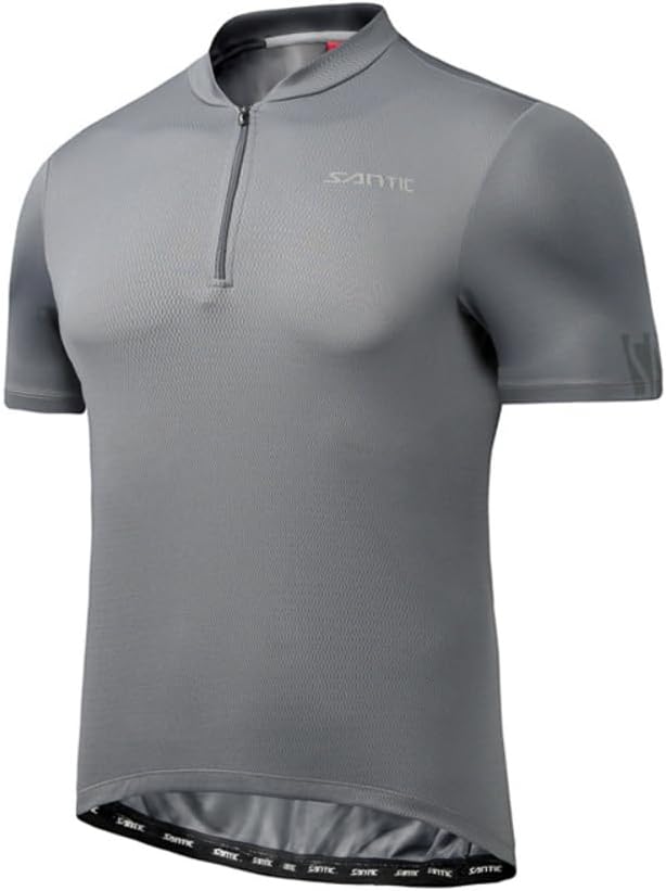 Santic Men's Cycling Jersey Short Sleeve Tops Pro Road Bike Shirt Full Zipper UPF 50+ MTB Jersey with Pockets