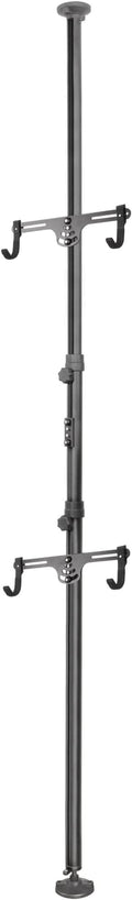 CyclingDeal Floor to Ceiling 2 Bike Storage Stand | Adjustable Aluminum Dual Hanger Pole Rack with Gravity Hooks & Locking Mechanism | Extends 5ft to 10ft | No-Drill Indoor Garage Apartment