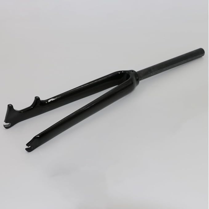 Road Bike Carbon Fiber Front Fork Disc Brake Front Fork 700C Full Carbon Fiber Straight Tube, Bright Black