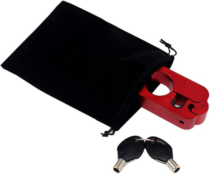 Xboken Motorcycle Lock,Heavy Duty Anti Theft Grip-Lock,Adjustable Security Locks for Throttle & Brake Handlebar,Locks Front Brake & Clutch on Motorcycles Mopeds Motorbikes Scooters ATVs Dirt Bike Red