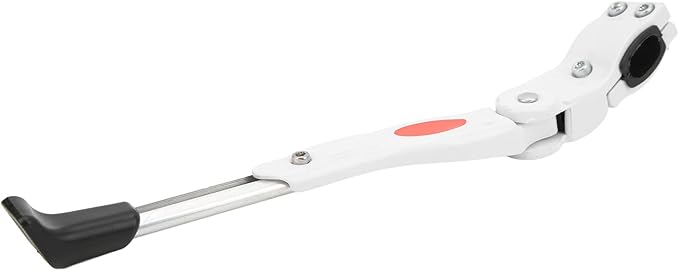 Bike Kickstand, Aluminum Alloy Adjustable Non Slip with Red Fluorescent Warning, Bicycle Kickstand for Mountain Road Bikes 22 27 Inch 700c White for Commuters Cyclists Travelers