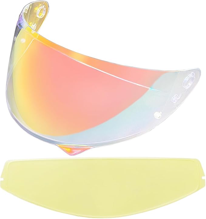 HJ-34P Helmet Visor Replacement for HJC C10.Motorcycle Helmet Shield UV Protection Compatible with HJC C10 (Revo Clear Red+Anti Fog Film)
