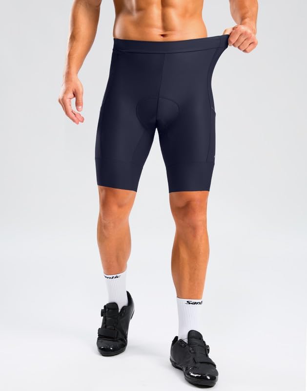 Bikewa Men's Bike Shorts 4D Padded Cycling Shorts for Men Road Riding Biking Bicycle Zipper Pockets