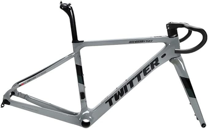 700c Road Bike Carbon Frameset Disc Brake Racing Frame 45/48/51/54CM BB86 Thru Axle 100/142mm Internal Routing(Light Gray,54CM)