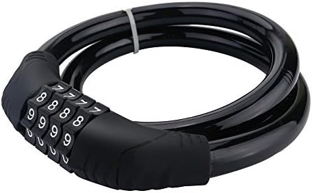 Sanwo Security Bike Lock 4 Digit Resettable Combination Cable Lock for Bicycle, 2 Feet x 1/2 Inch