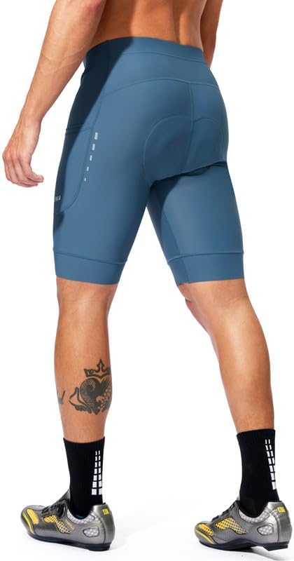 Bikewa Padded Bike Shorts for Men 4D Cycling Road Riding Biking Padding Bicycle Shorts with Phone Pockets