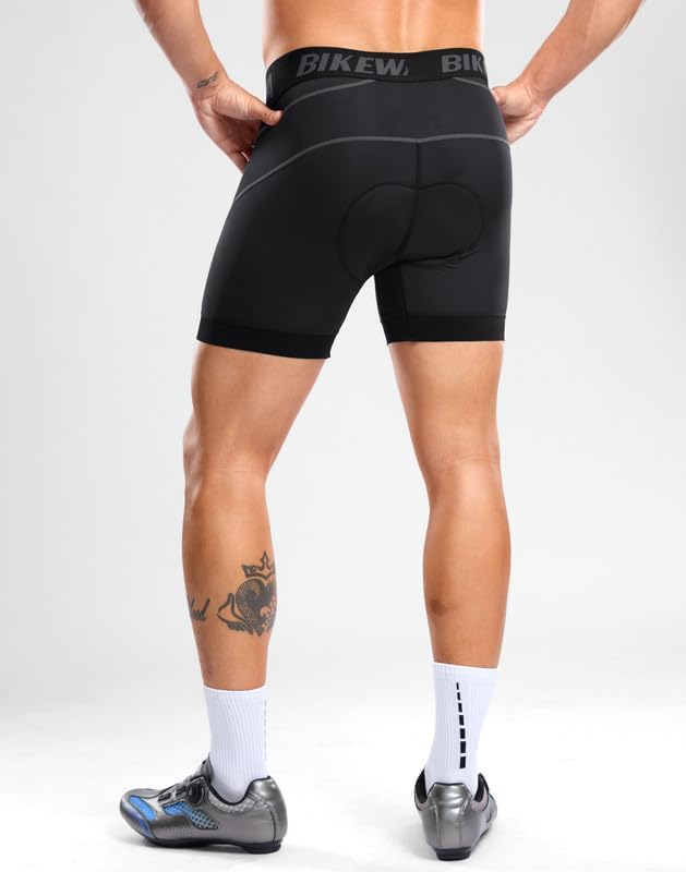 Bikewa Men's Cycling Underwear with Anti-Slip Leg Grips 4D Padded Bike Shorts MTB Liner for Bicycle Biking Riding