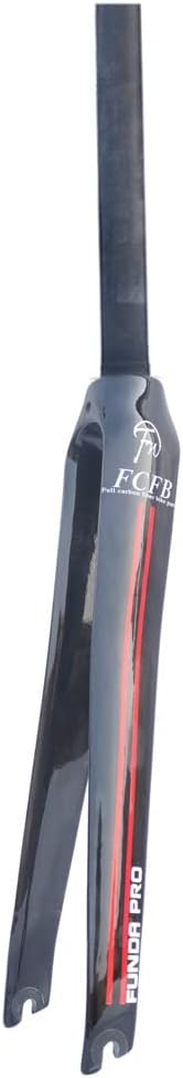 Carbon Fiber Rigid Fork 700C Road Bike Fork V/C Brake 1-1/8'' Straight Threadless Quick Release Front Fork(700c Red)