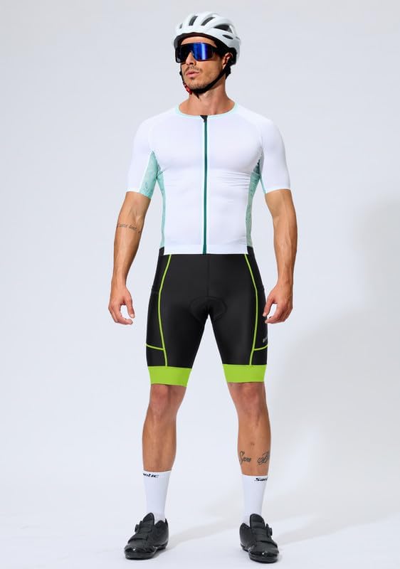 Bikewa Padded Bike Shorts for Men 4D Cycling Road Riding Biking Padding Bicycle Shorts with Phone Pockets