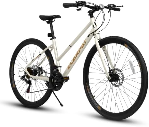 A28250 700C Road Hybrid Bike for Adult, 21-Speed Road Bike Road Bicycle Carbon Steel Frame/Dual-Disc Brakes/Multiple Colors