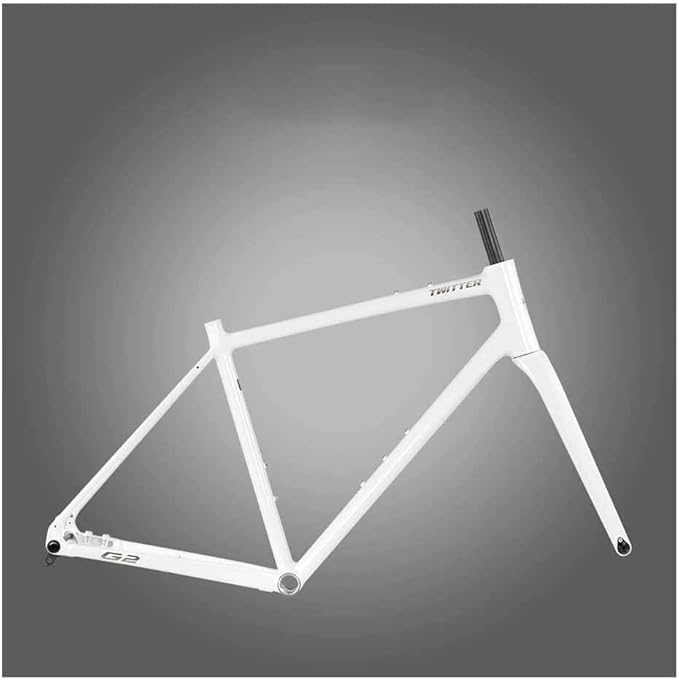 700C Gravel Road Bike Frameset 45cm 48cm 51cm 54cm Aluminum Alloy Disc Brake Frame F12*100MM R12*142mm Thru-Axle Frame with Carbon Fiber Fork BSA BB68mm XC/ATV(White,51cm)