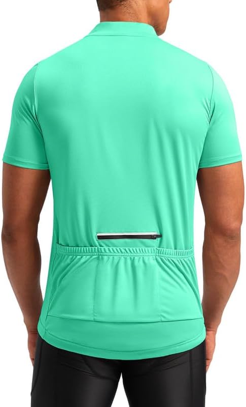 Bikewa Men's Cycling Jersey Moisture Wicking Short Sleeve UPF Half Zip Bike Road Riding Biking Shirts for Men Zipper Pockets
