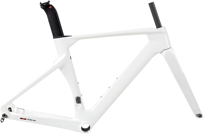 700C Carbon Fiber Bikes Frame 43.5/46/48/50/52/54/56CM Road Bike Frameset Wind Breaker Racing Frame Thru Axle F12×100mm R12×142mm Disc Brake Frames(White,48CM)