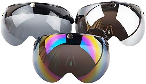 VCOROS Universal 3-Snap Retro Helmet Visor Open Face Motorcycle Helmets Shield(Rainbow)