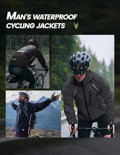 Nepest Cycling Rain Jacket Mens Waterproof Lightweight Packable Biking Windbreaker with Hood Raincoat for Running Hiking