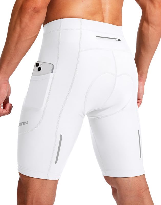 Bikewa Men's Bike Shorts 3D Padded Cycling Road Biking Mountain Riding Biker Bicycle UPF 50+ Cycle Shorts Zipper Pockets