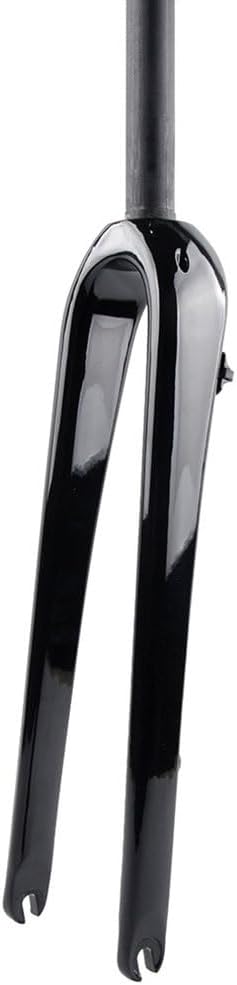 Gravel Bike Fork 700C Carbon Fiber Rigid Fork 1-1/8 Straight/Tapered Tube Disc Brake Road Bike Fork Lightweight 9mm QR Hard Forks(Glossy Black,Straight)